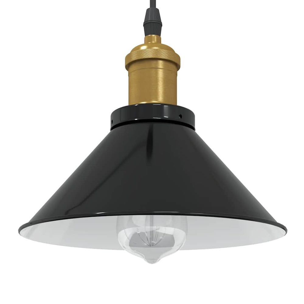 Pakabinamas šviestuvas, reguliuojamo aukščio, E27, blizgios juodos spalvos, Ø 22 cm, metalas