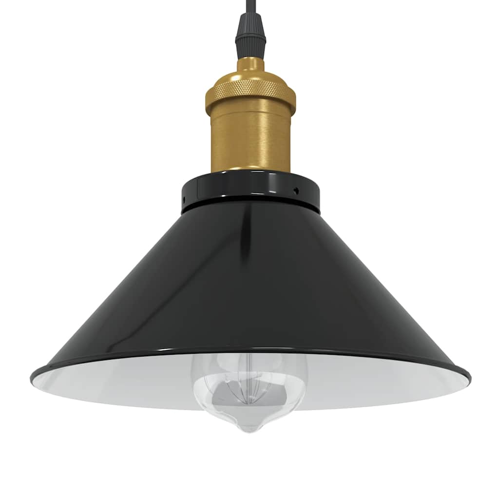 Pakabinamas šviestuvas, reguliuojamo aukščio, E27, blizgios juodos spalvos, Ø 22 cm, metalas