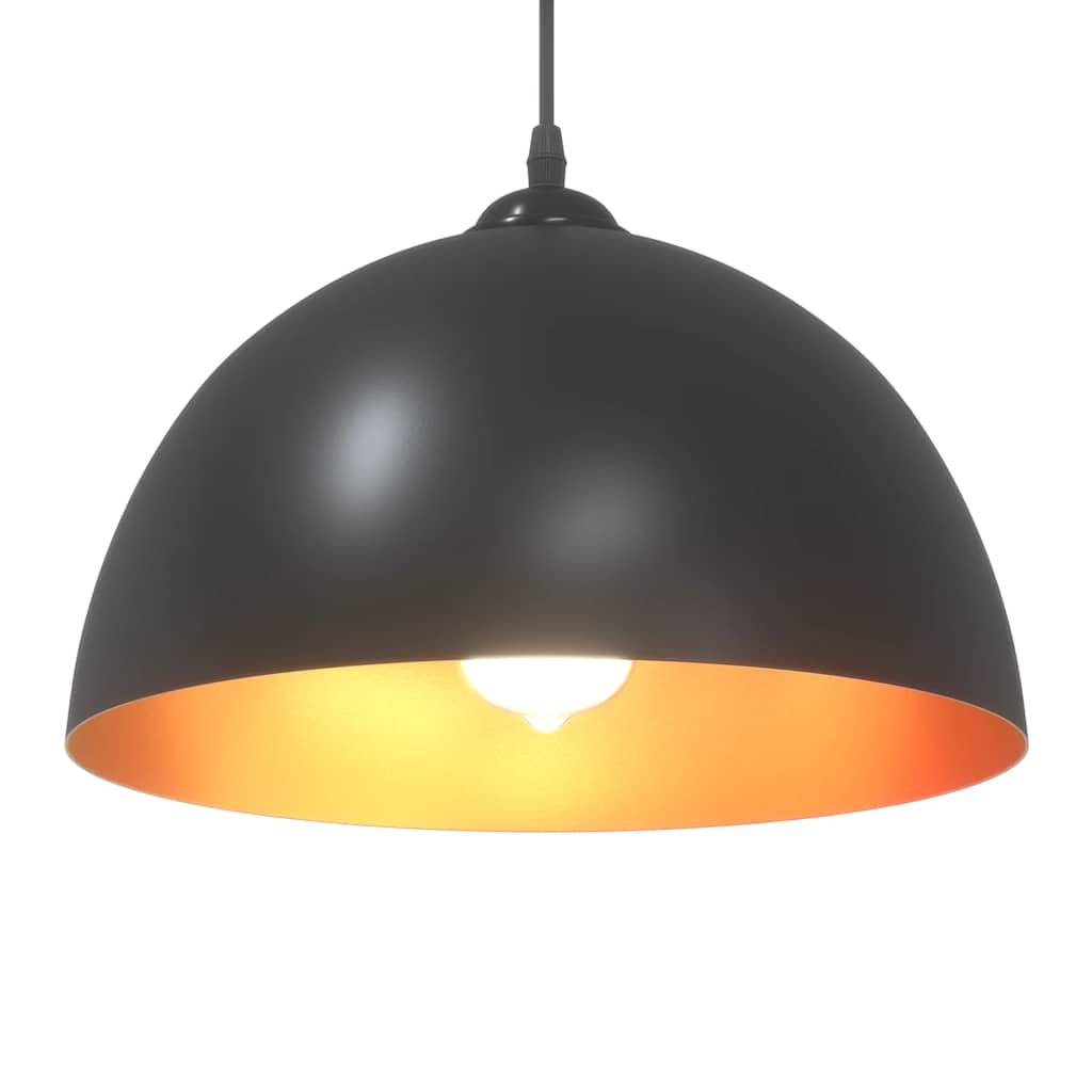 Pakabinami šviestuvai, 2 vnt., reguliuojamo aukščio, E27, juodi, Ø 30 cm, metaliniai