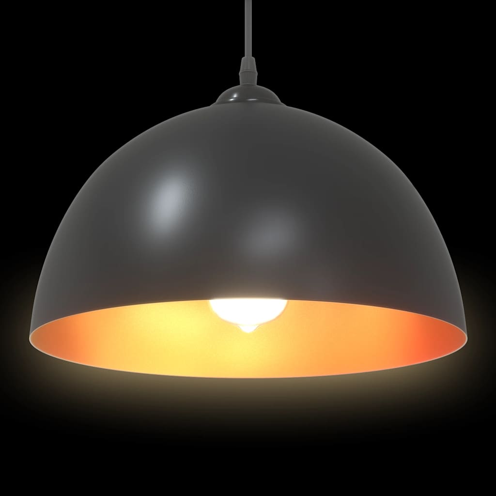 Pakabinami šviestuvai, 2 vnt., reguliuojamo aukščio, E27, juodi, Ø 30 cm, metaliniai