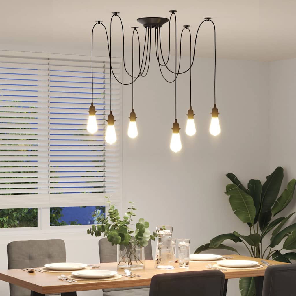 Pendant lamp with 6 E27 metal lamp holders
