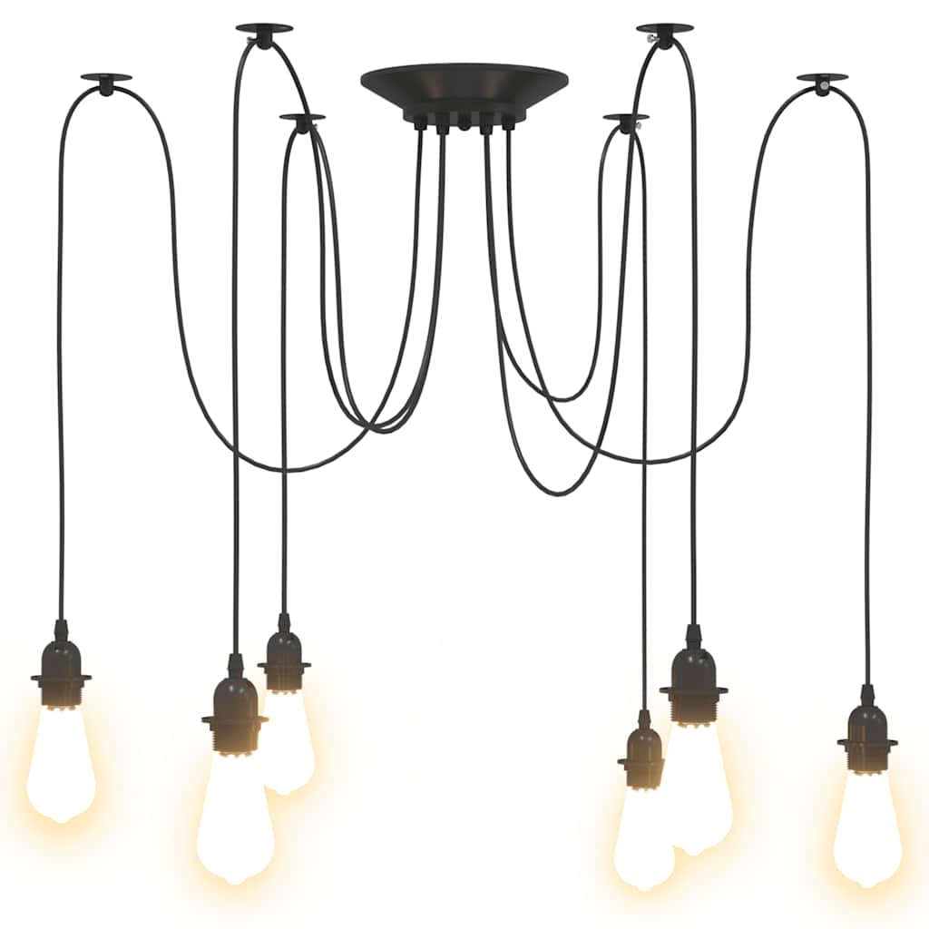 Pendant lamp with 6 E27 metal lamp holders