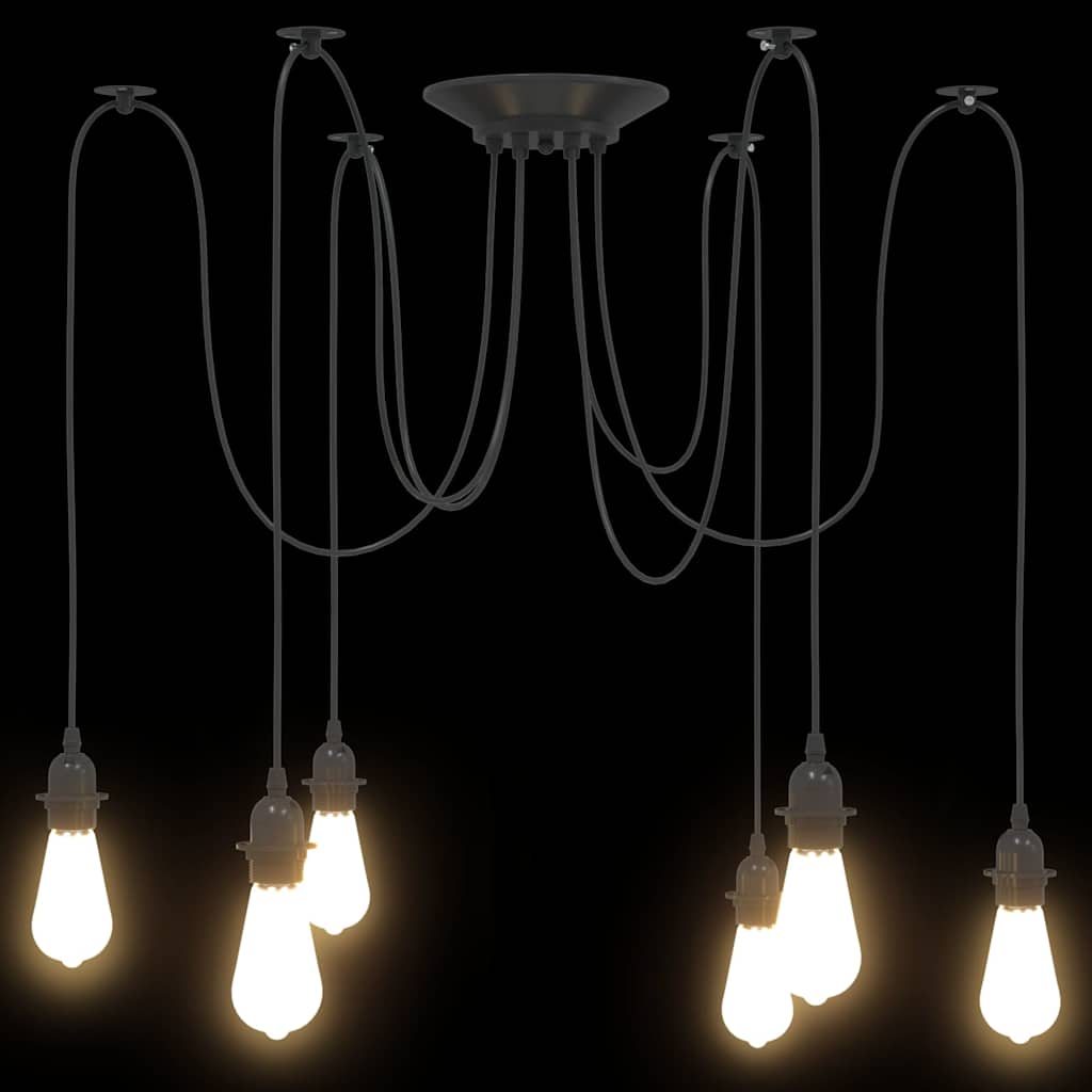 Pendant lamp with 6 E27 metal lamp holders