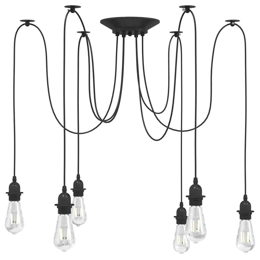Pendant lamp with 6 E27 metal lamp holders