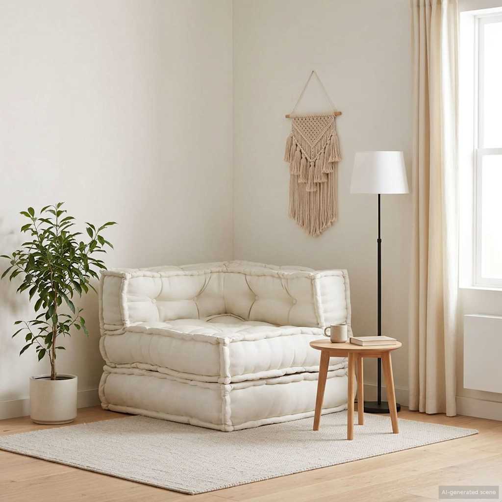 Modulinė sofa, kreminės spalvos, 70x70x54 cm, audinys