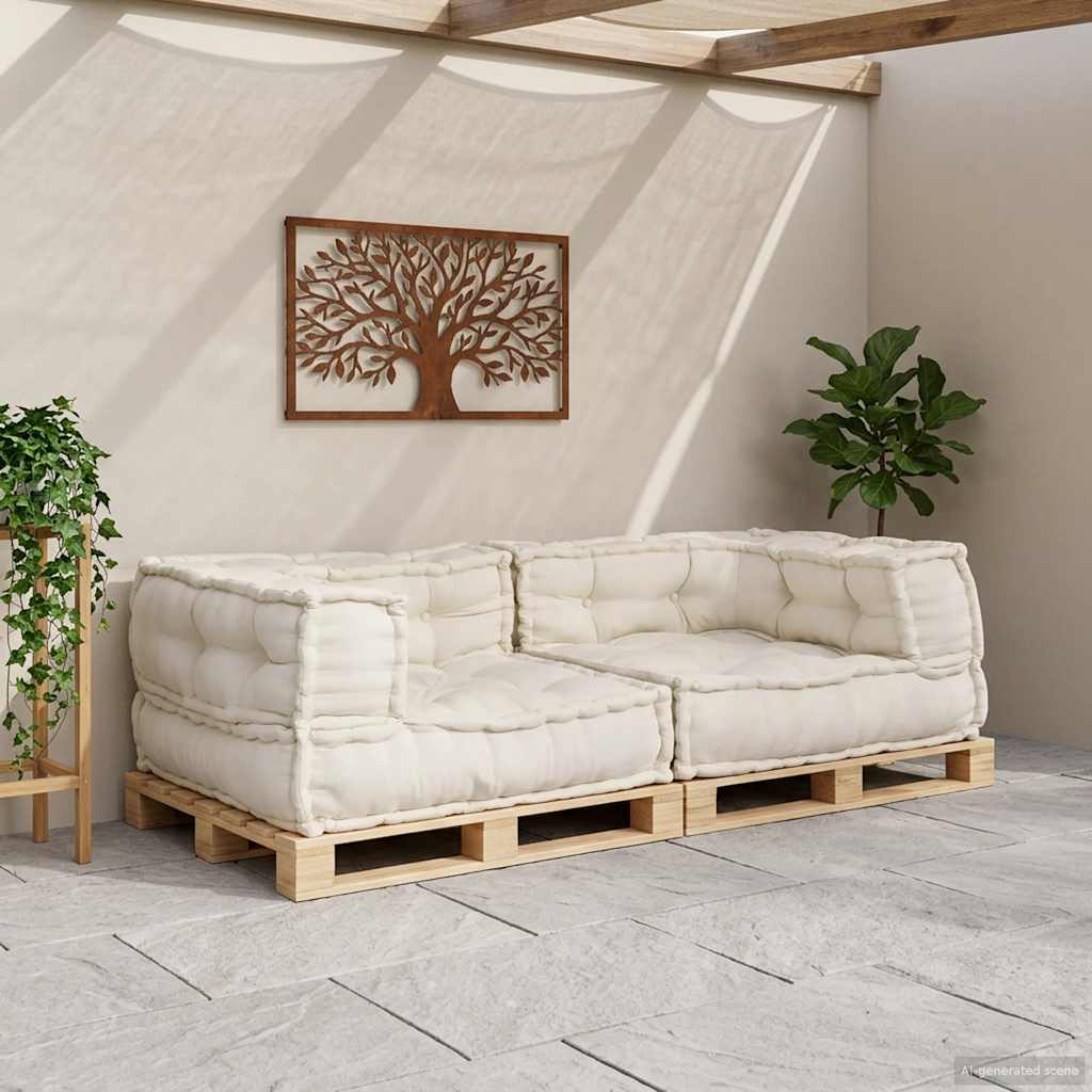 Dvivietė modulinė sofa, kreminės spalvos, 140x70x36, audinys