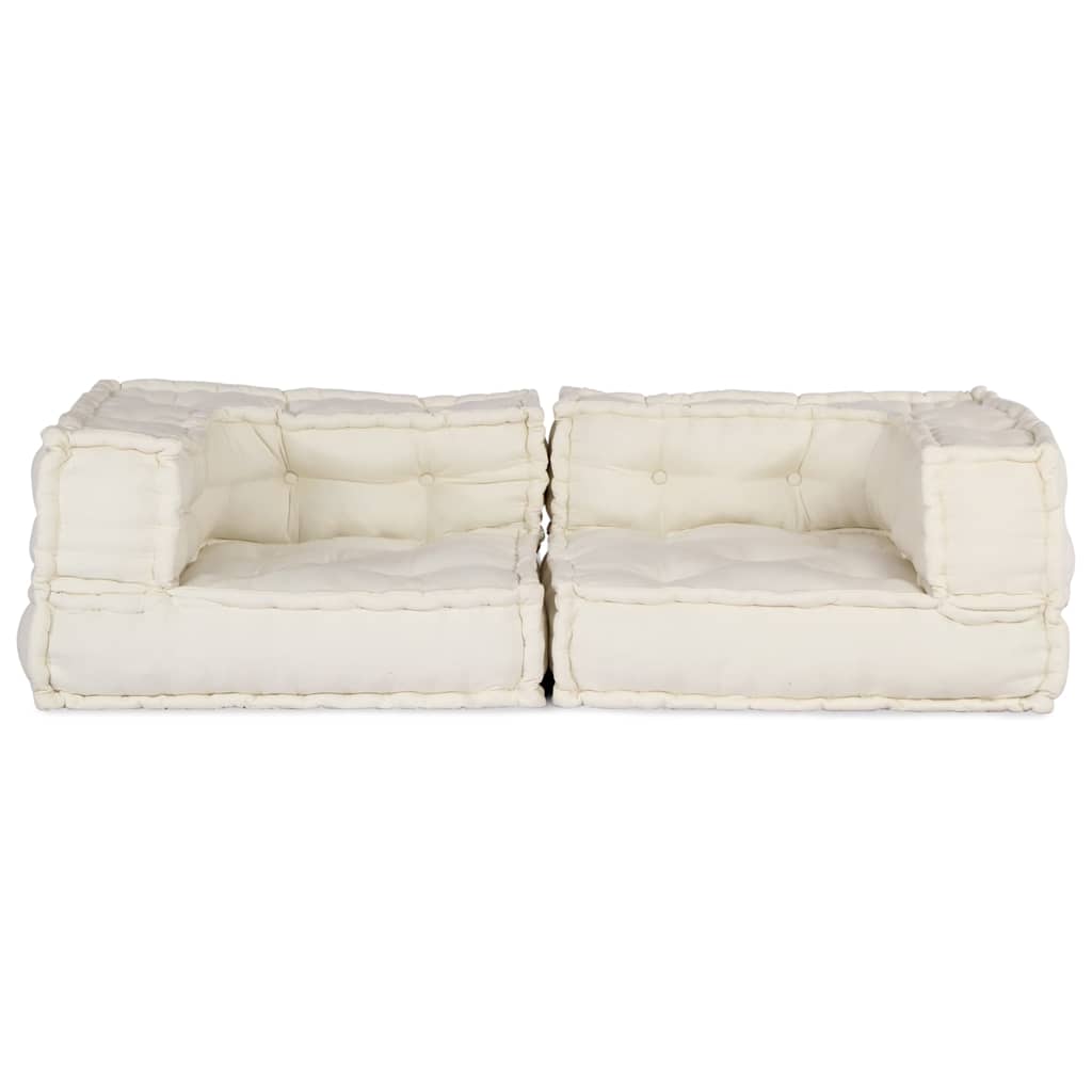 Dvivietė modulinė sofa, kreminės spalvos, 140x70x36, audinys