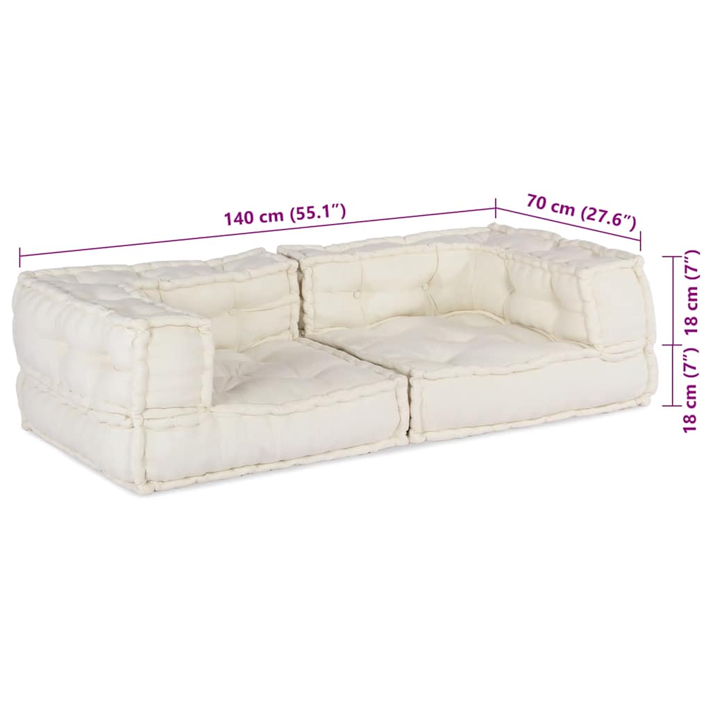 Dvivietė modulinė sofa, kreminės spalvos, 140x70x36, audinys