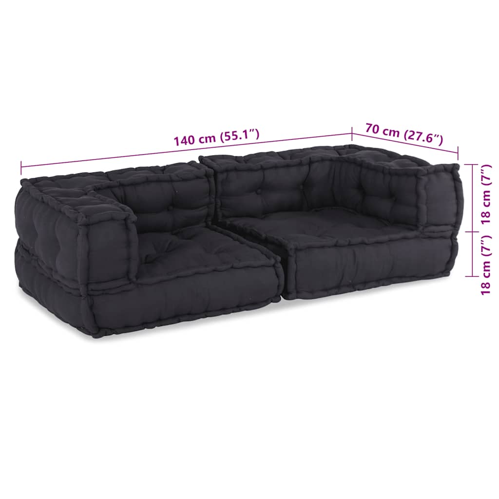 Dvivietė modulinė sofa, antracito spalvos, 140x70x36, audinys