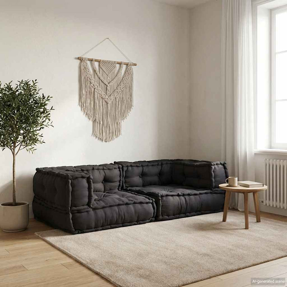 Dvivietė modulinė sofa, antracito spalvos, 140x70x36, audinys
