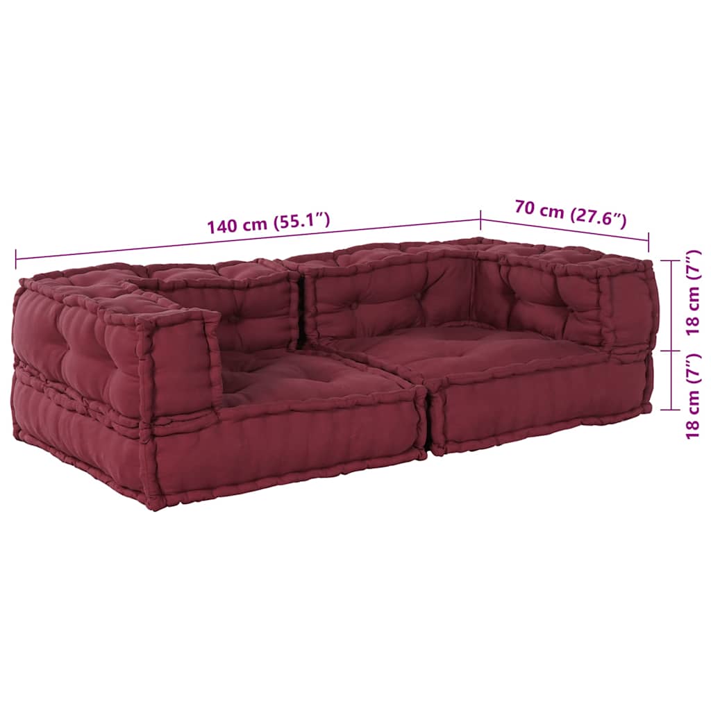 Dvivietė modulinė sofa, kaštoninės spalvos, 140x70x36, audinys