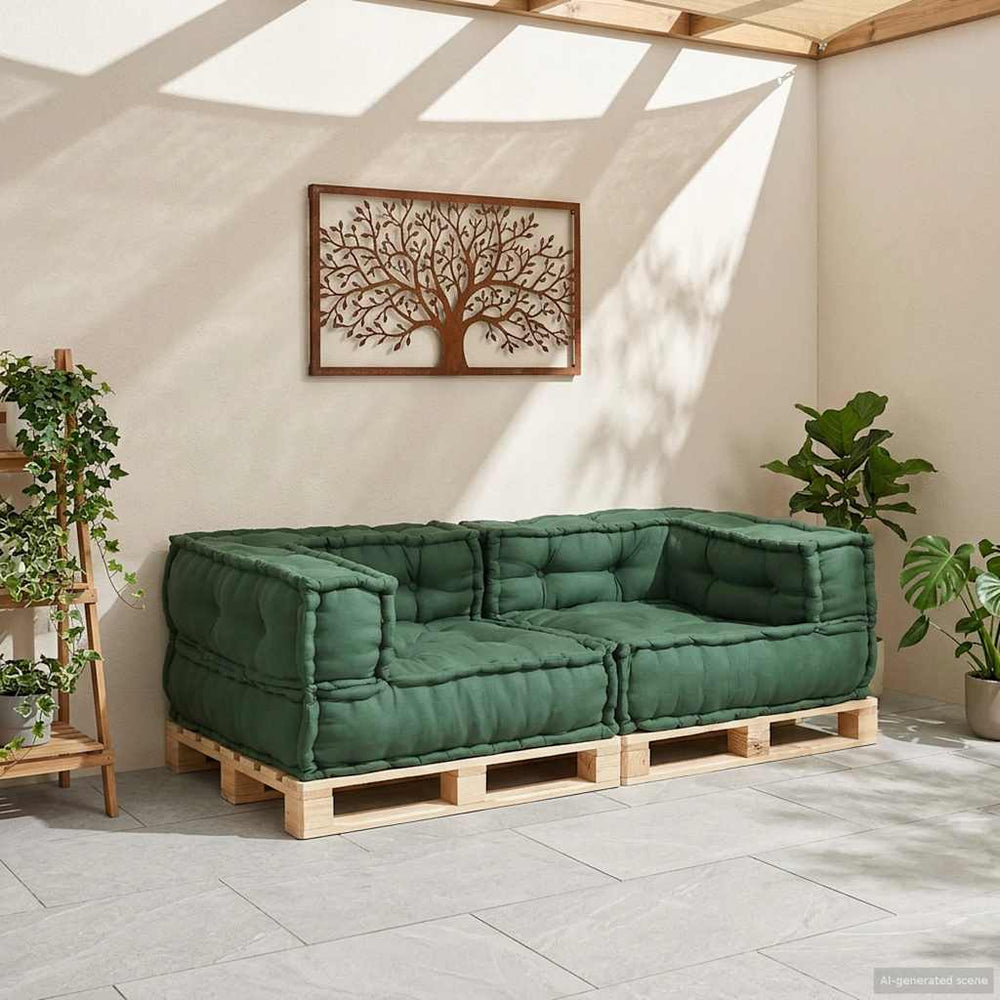 Dvivietė modulinė sofa, žalia, 140x70x36, audinys