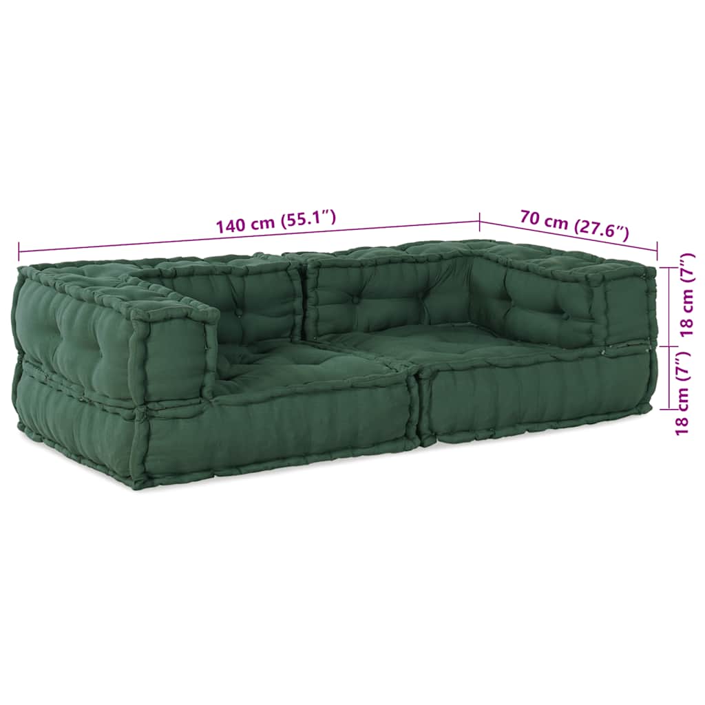 Dvivietė modulinė sofa, žalia, 140x70x36, audinys