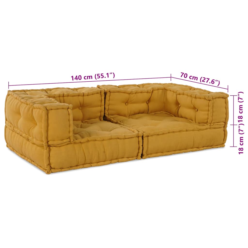 Dvivietė modulinė sofa, geltona, 140x70x36, audinys