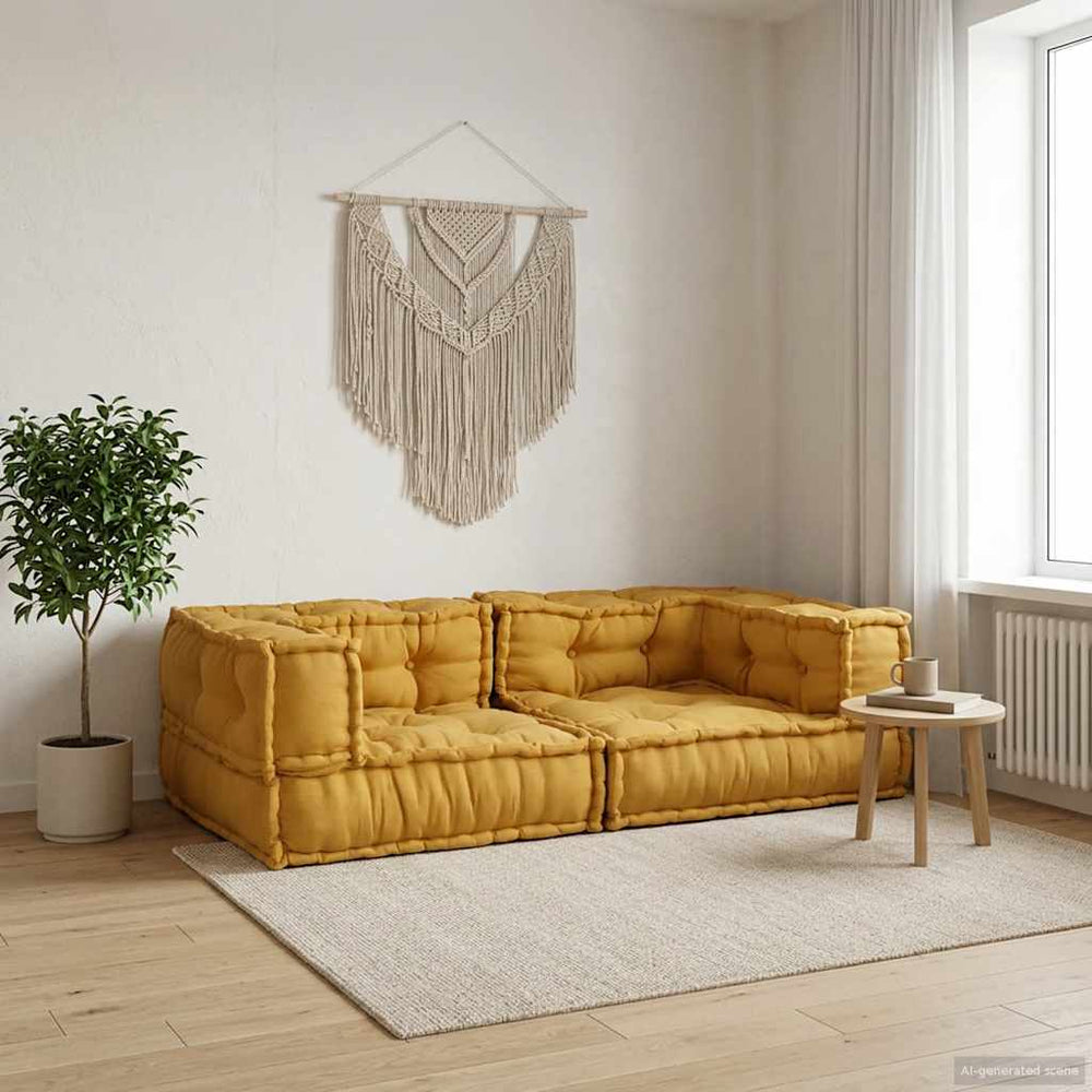 Dvivietė modulinė sofa, geltona, 140x70x36, audinys