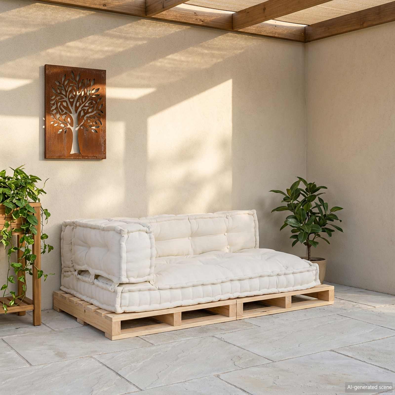 Šiuolaikinis sofos pagalvėlė 3 pcs Kreminė 120 x 80 x 34 cm