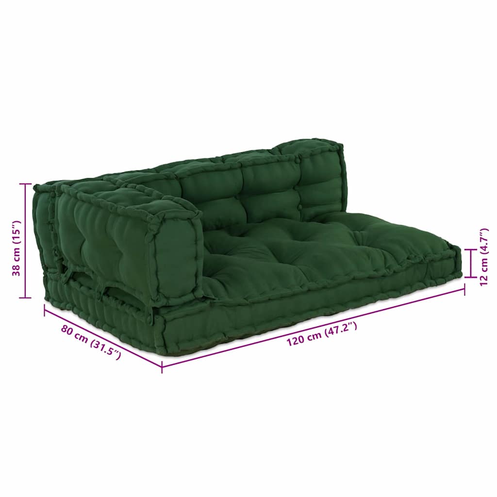 Modern Sofa Cushion 3 pcs Green 120 x 80 x 38 cm