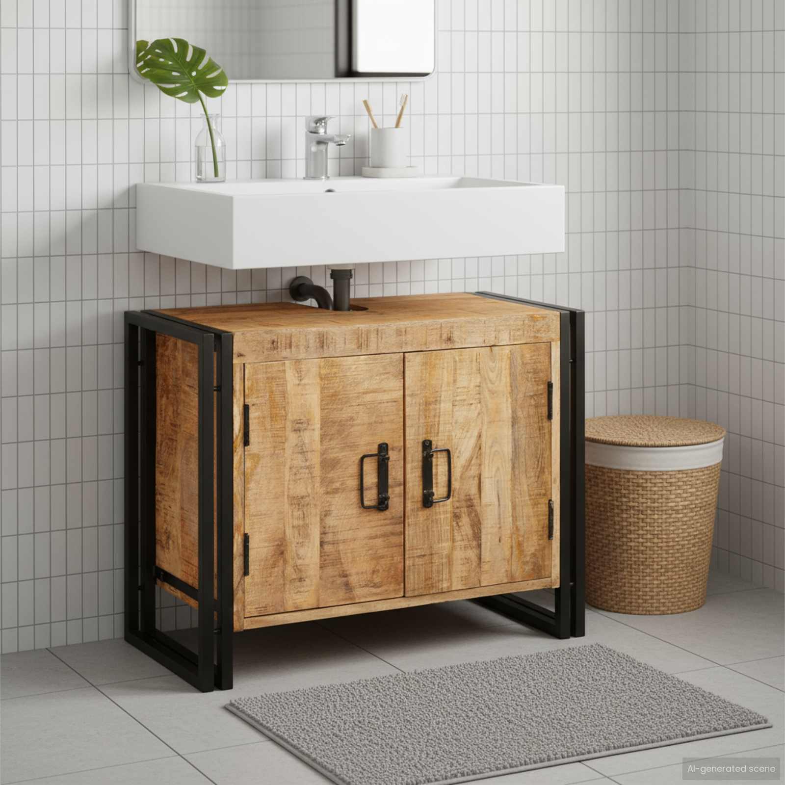 Praustuvo spintelė Ruda 71 x 33 x 58 cm Kietas mango medis