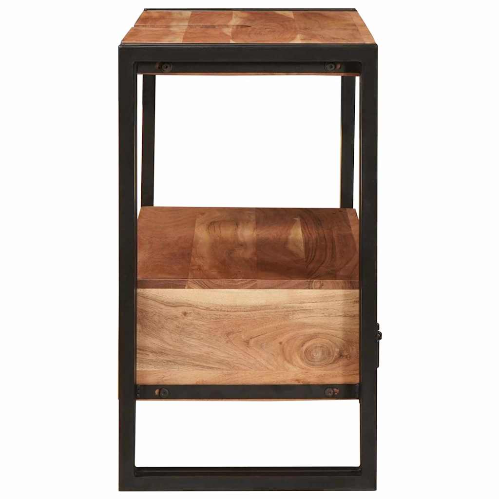 Mirrored Cabinet with a Drawer Brown Solid Acacia Wood