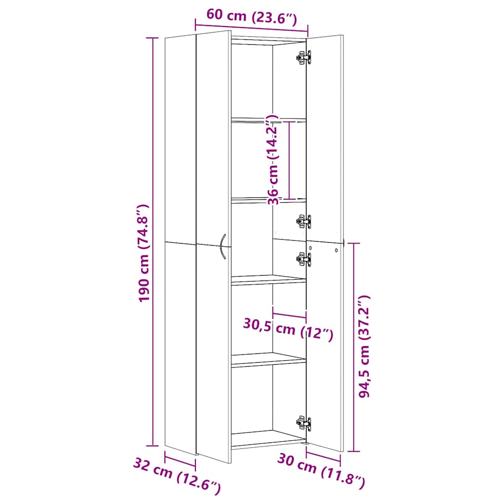 Highboard Artisan Ąžuolas 60x32x190 cm Inžinerinė mediena