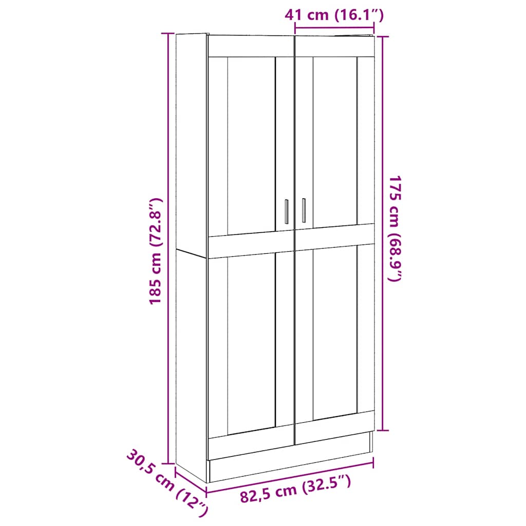 Highboard Old Wood 82,5x30,5x185 cm Engineered Wood