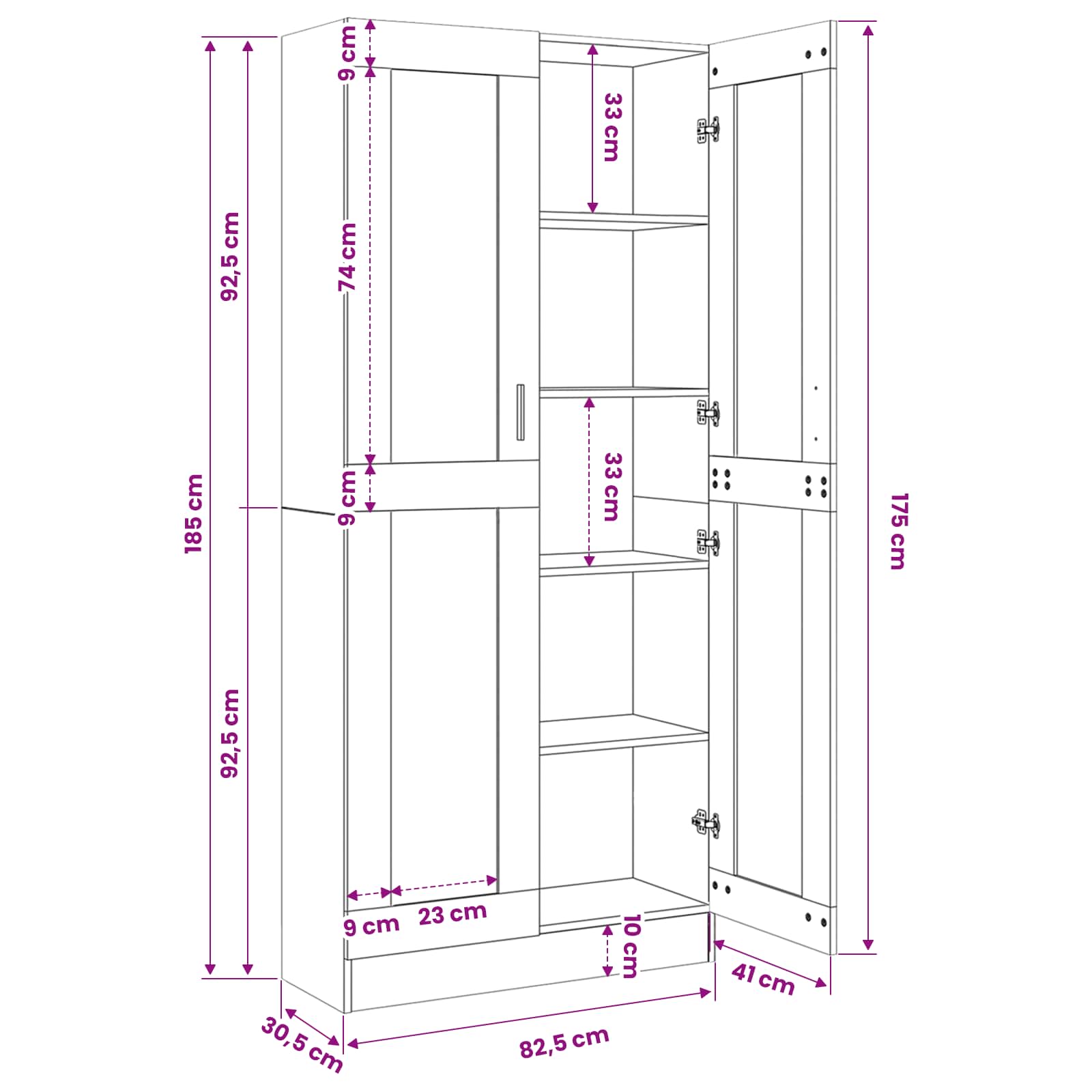 Highboard Old Wood 82,5x30,5x185 cm Engineered Wood