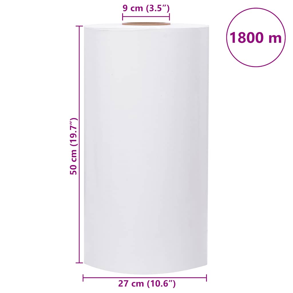 Žemės ūkio tampri plėvelė, balta, 25 µm, 50 cm x 1800 m