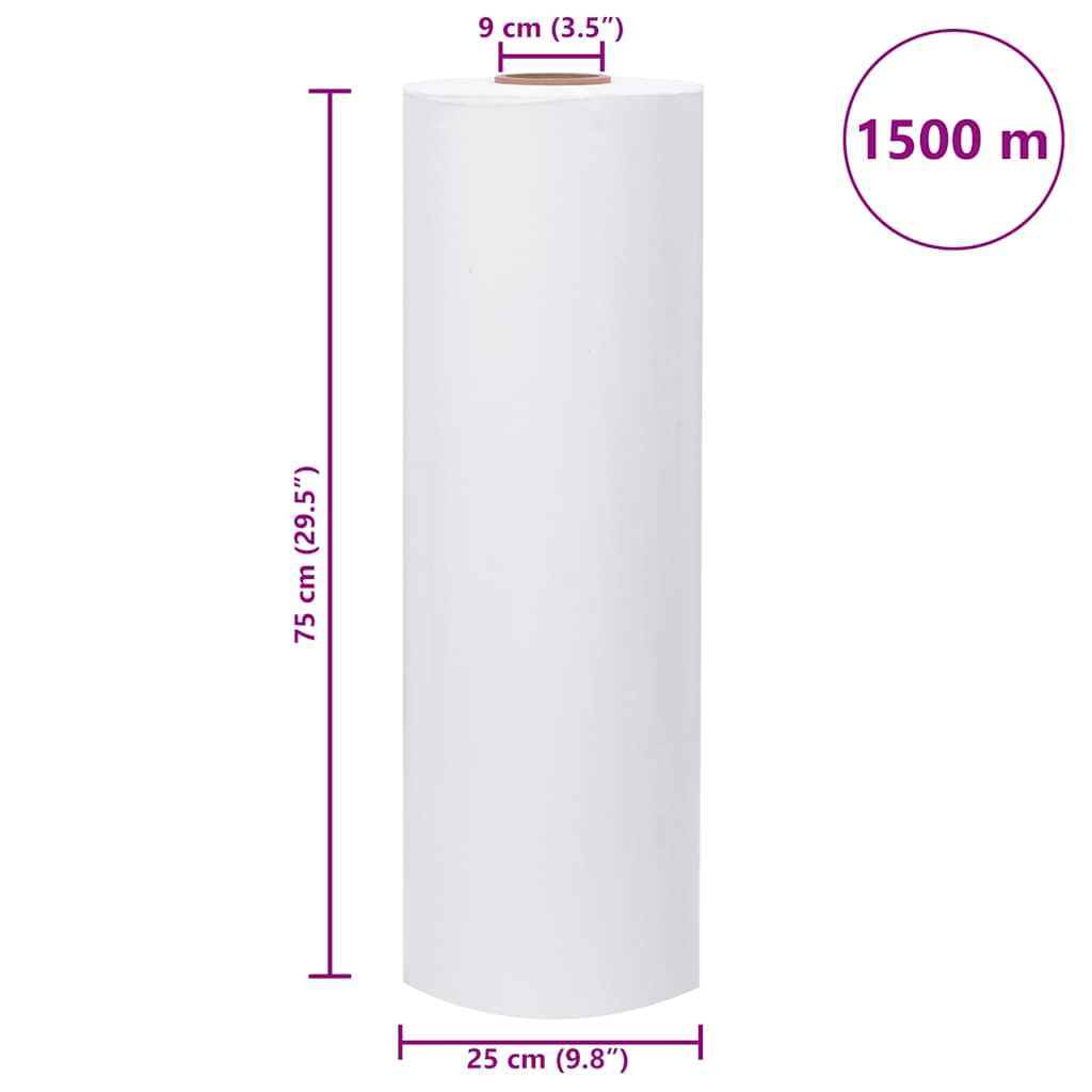 Žemės ūkio tampri plėvelė, balta, 25 µm, 75 cm x 1500 m