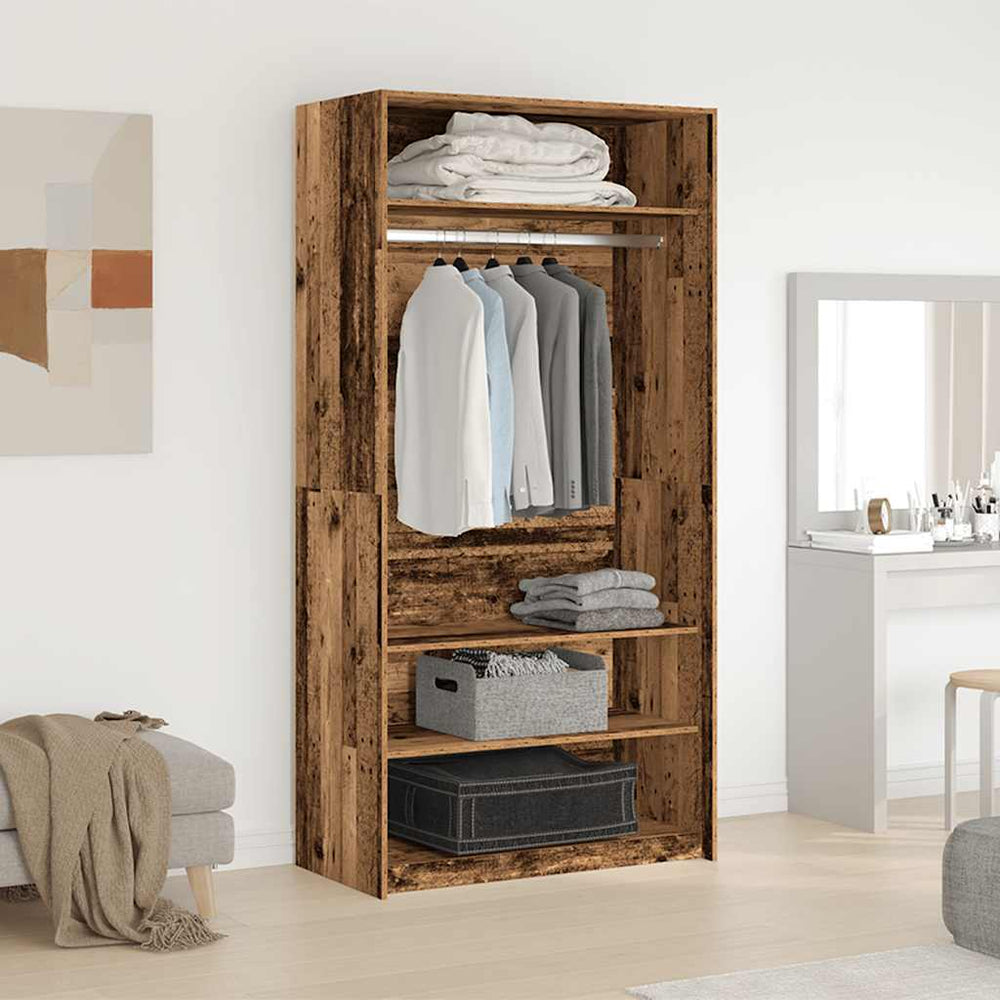 Wardrobe, distressed wood, 100x50x200cm, MDF