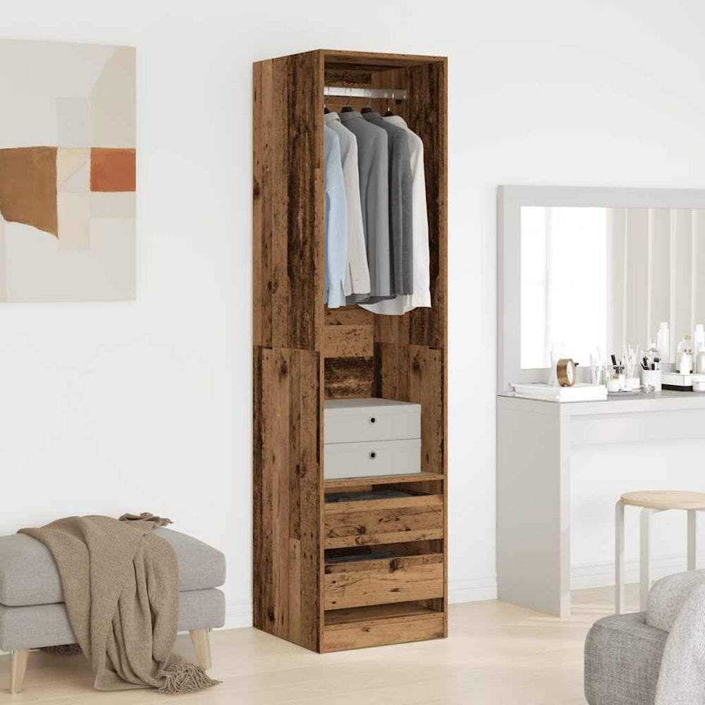 Wardrobe, antique wood, 50x50x200 cm, particleboard