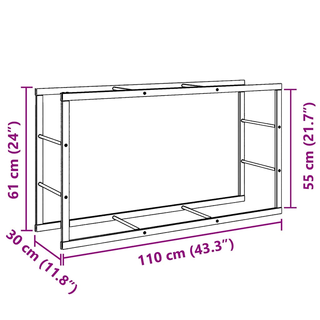 Malku plaukts Melns 110x30x61 cm Tērauds