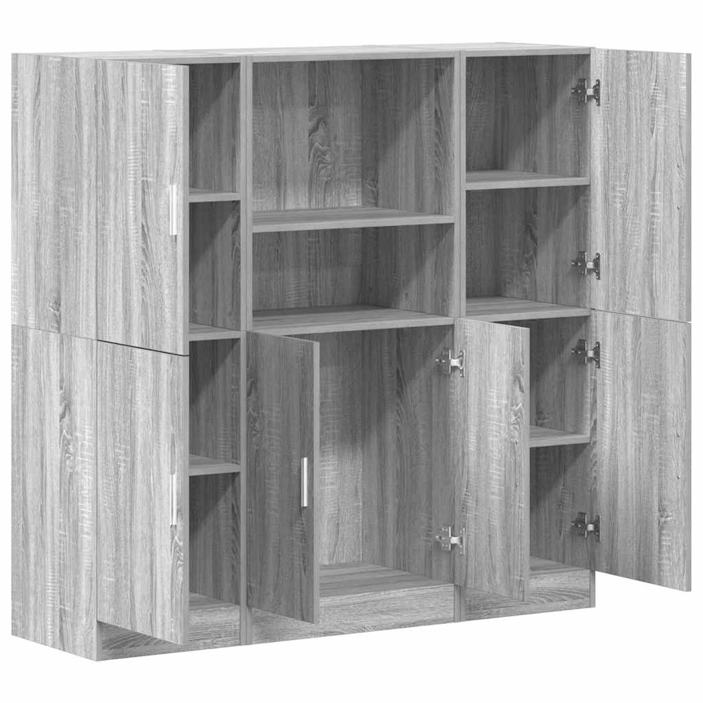 Kitchen cabinet set, 3-piece, grey oak, wood