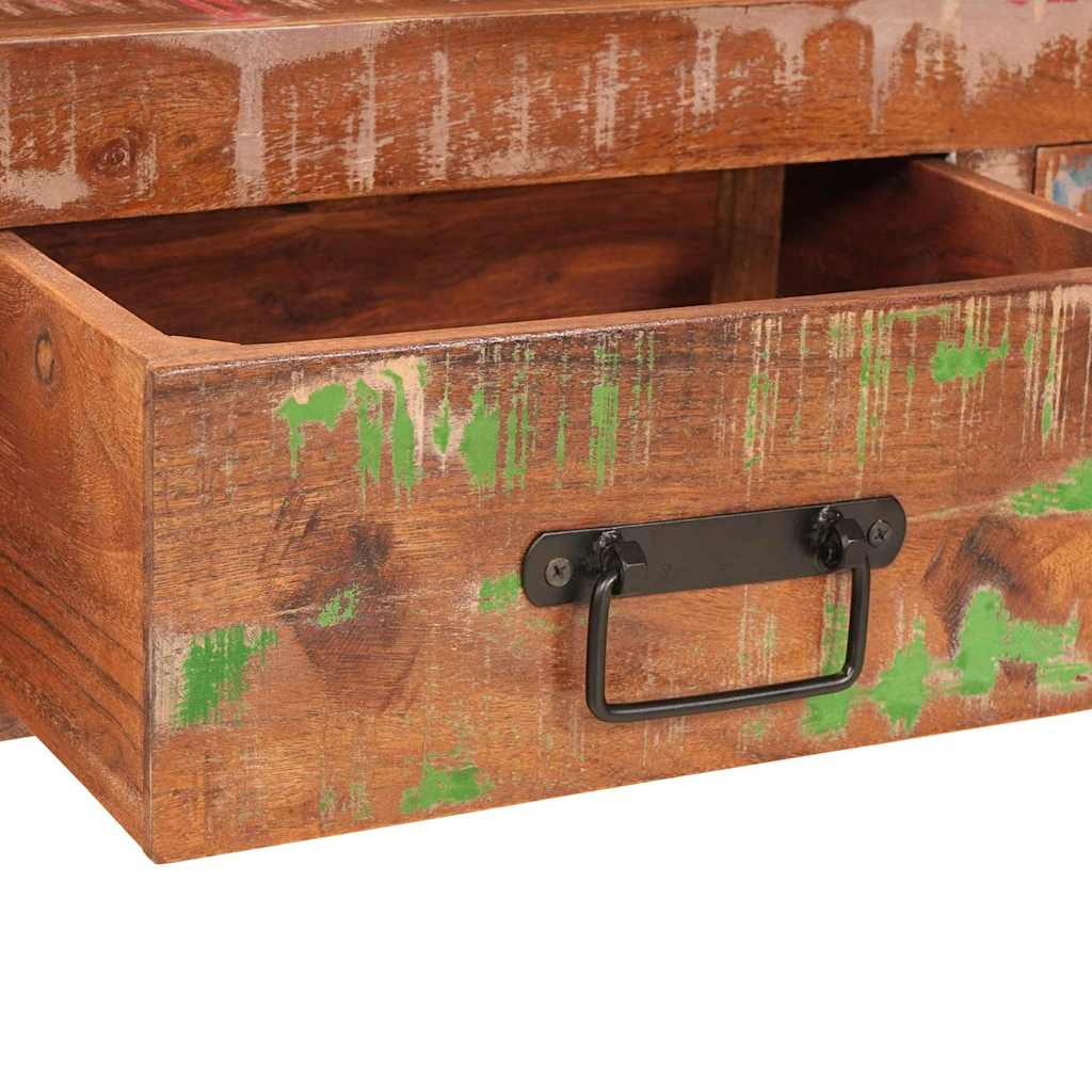 Console table set of 2 with drawers, Multicolored, made of solid reclaimed wood