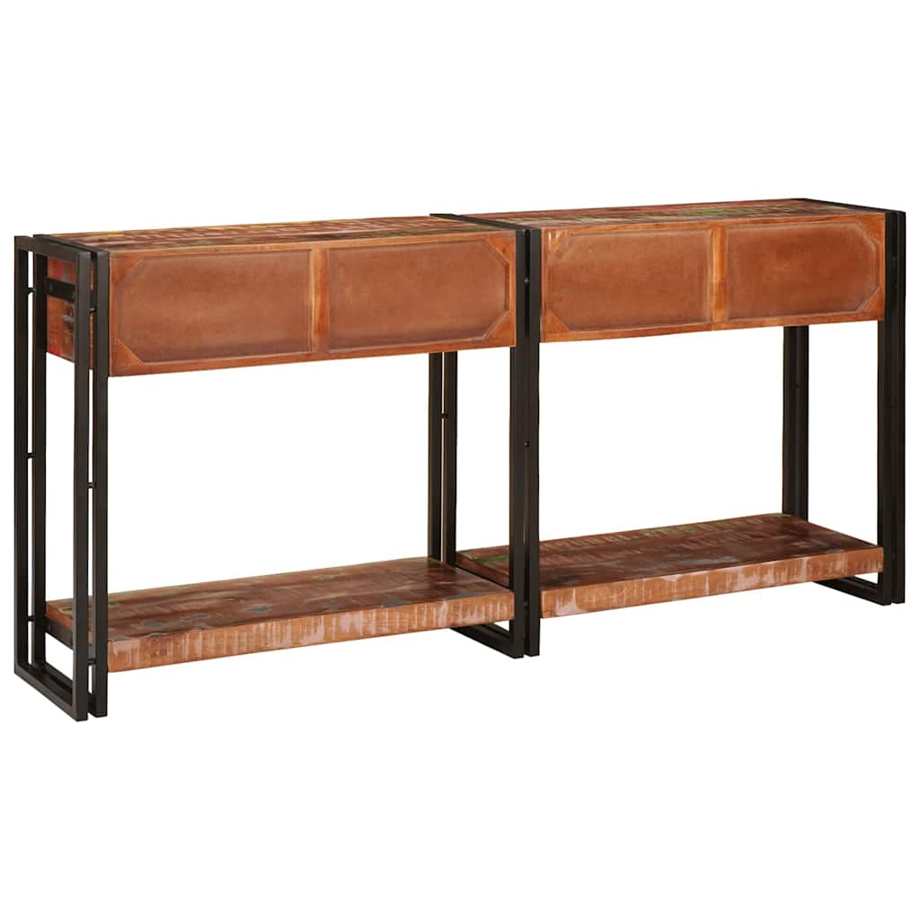 Console table set of 2 with drawers, Multicolored, made of solid reclaimed wood