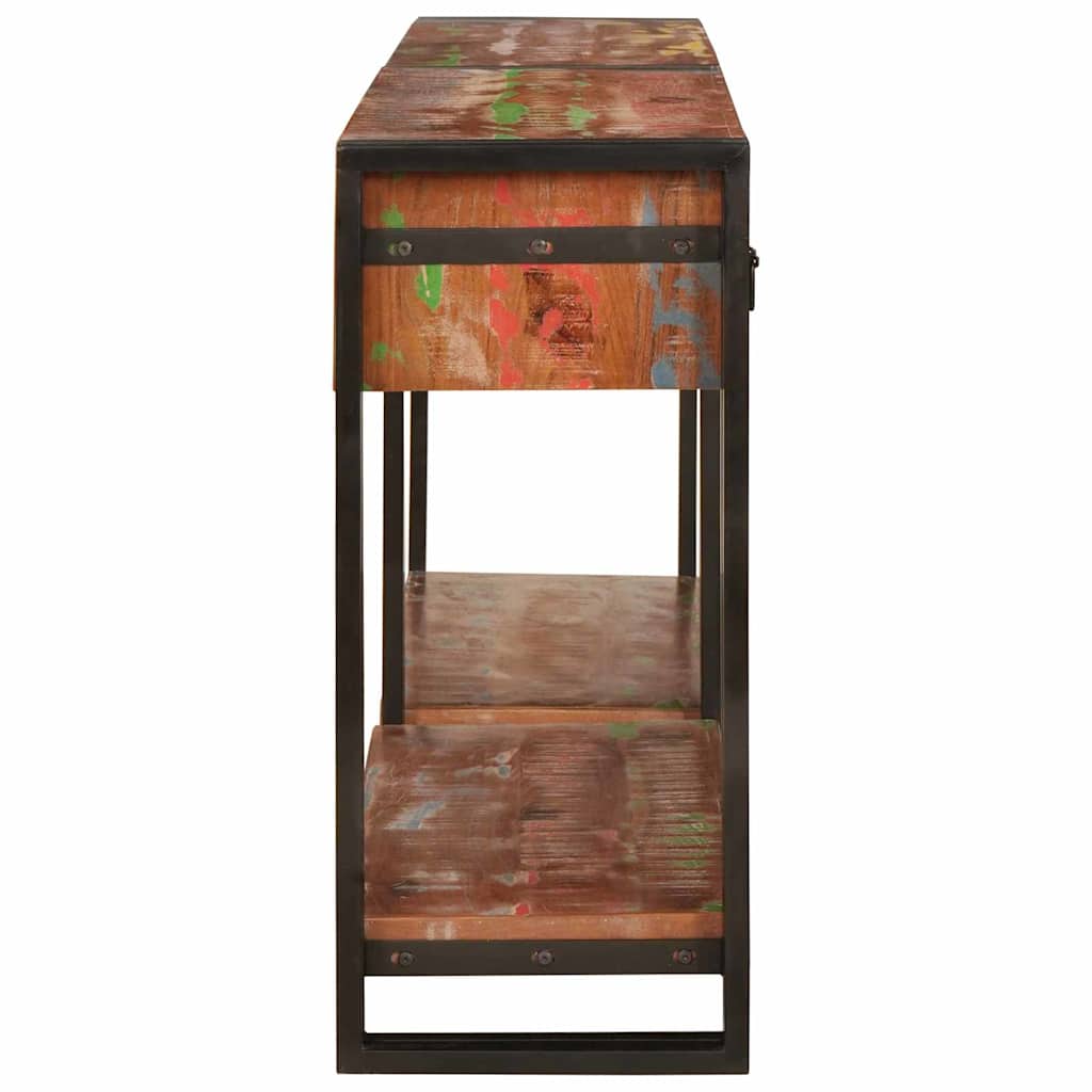 Console table set of 2 with drawers, Multicolored, made of solid reclaimed wood