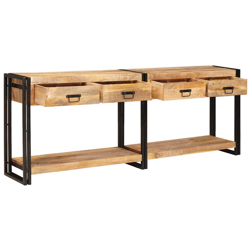 Konsolinis stalas 2 pcs Ruda Nešlifuotos mango medienos masyvas