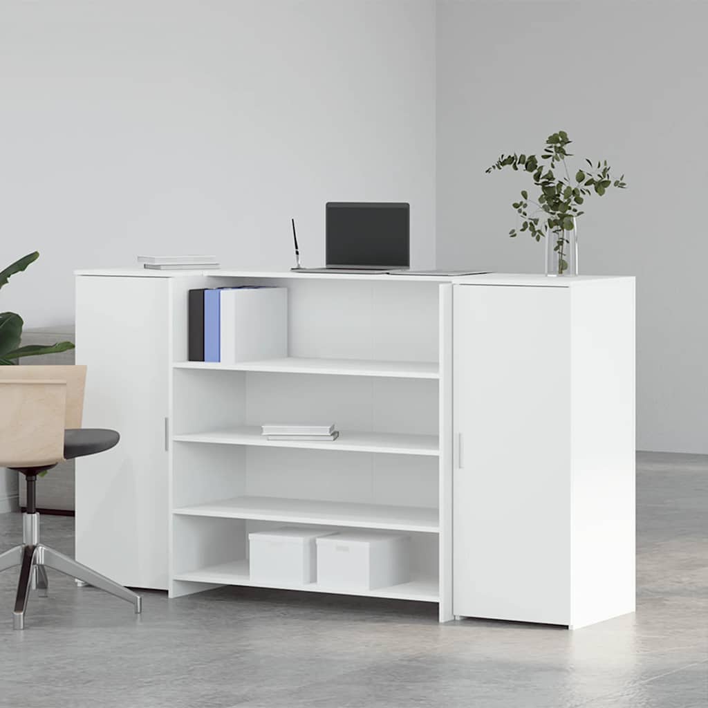 Registratūros stalas, baltas, 180x50x103,5 cm, inžinerinė mediena