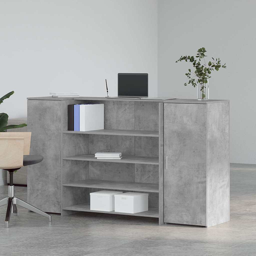 Reģistratūra, betona pelēka, 180x50x103,5 cm, apstrādāta koksne