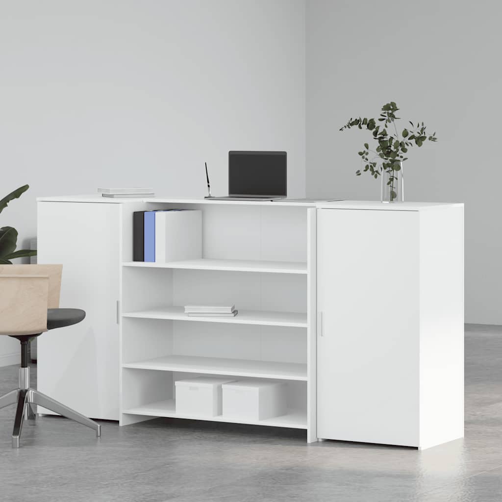 Reception desk, white, 200x50x103.5 cm, engineered wood