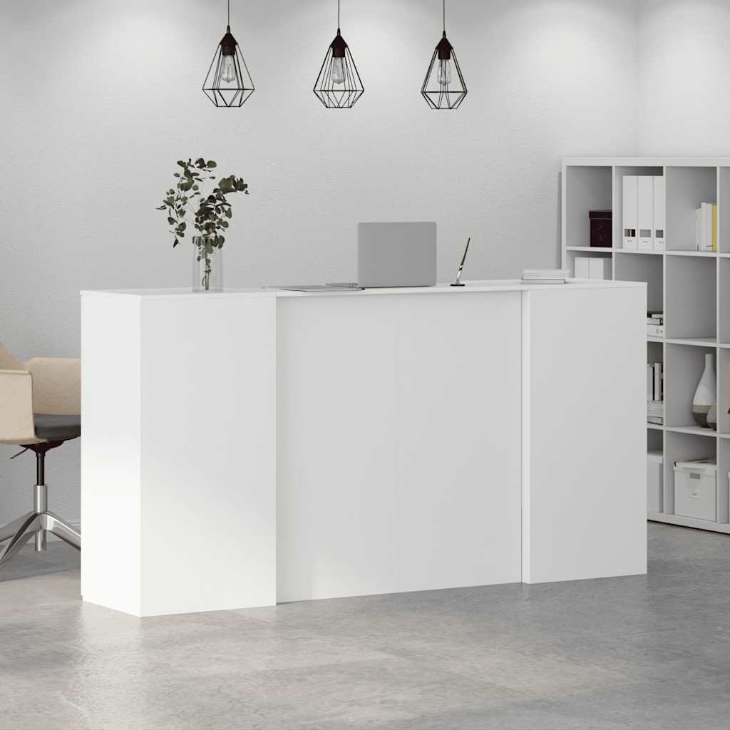 Reception desk, white, 200x50x103.5 cm, engineered wood