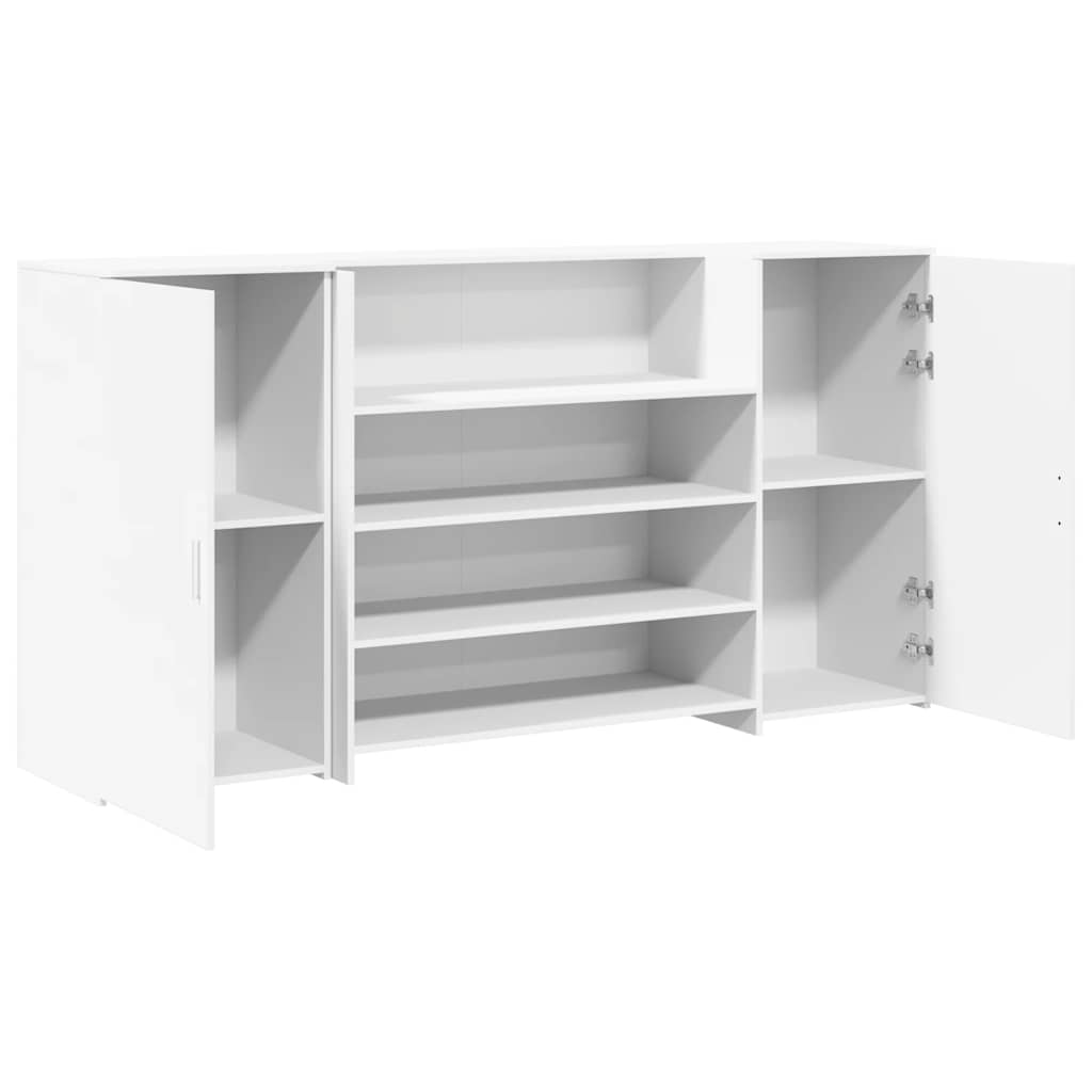 Reception desk, white, 200x50x103.5 cm, engineered wood