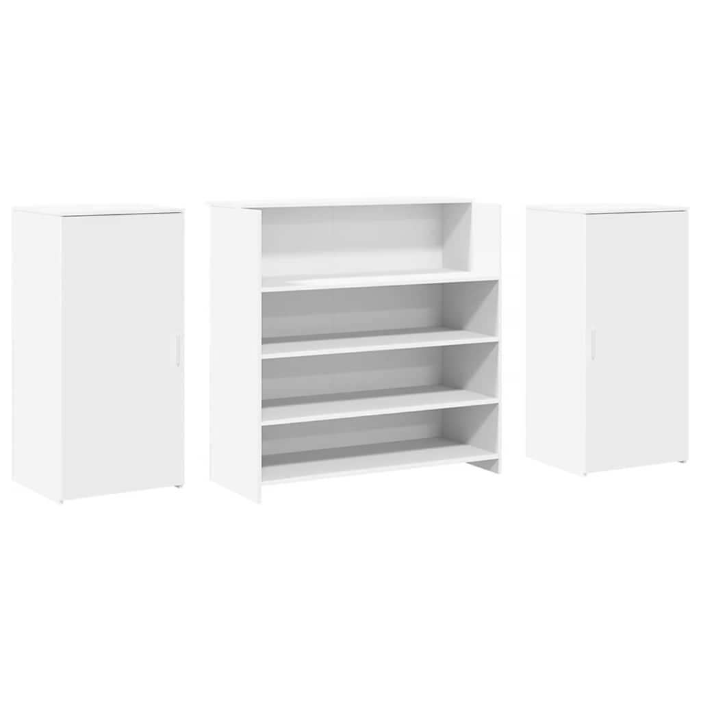 Reception desk, white, 200x50x103.5 cm, engineered wood