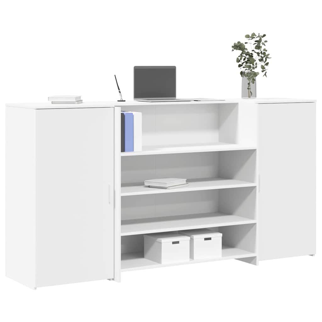 Reception desk, white, 200x50x103.5 cm, engineered wood