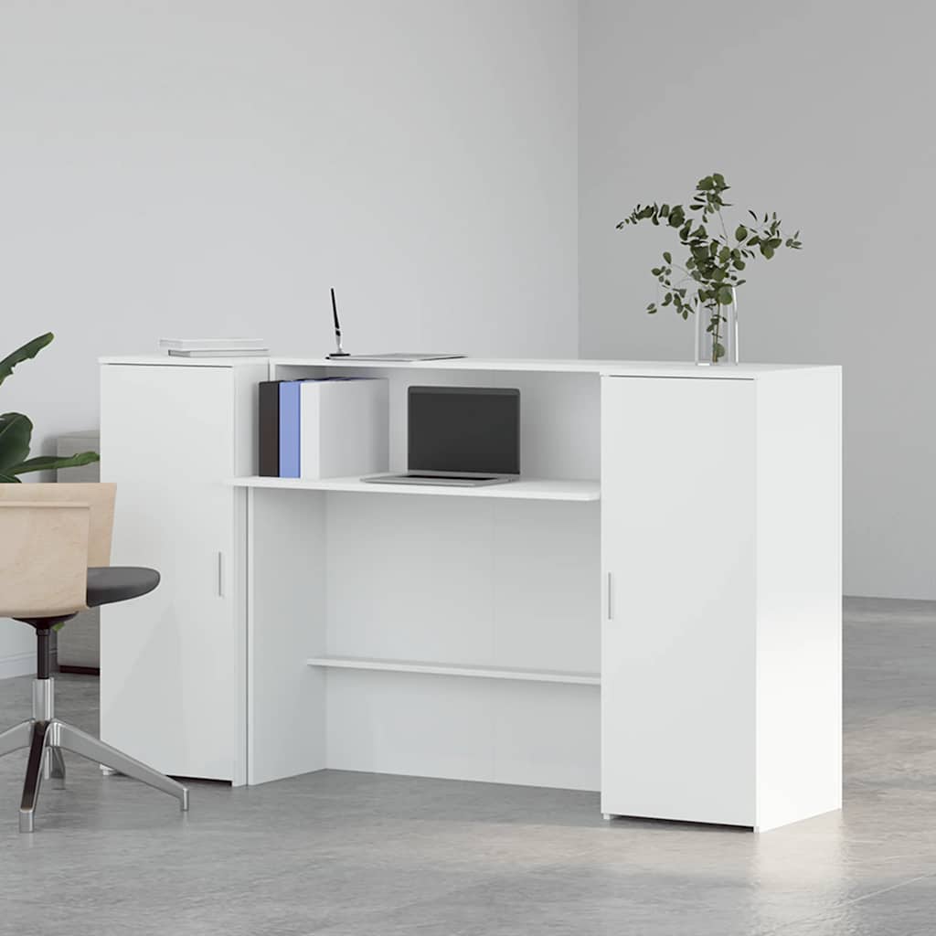 Registratūros stalas, baltas, 180x50x103,5 cm, inžinerinė mediena