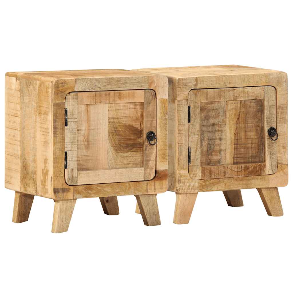 nightstand 2 pcs 40x32x46 cm solid rough mango wood