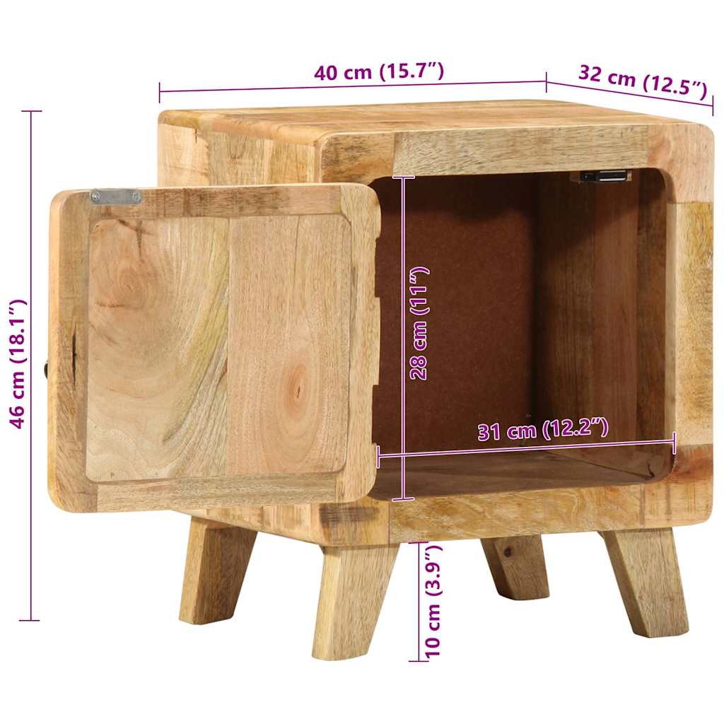 nightstand 2 pcs 40x32x46 cm solid rough mango wood