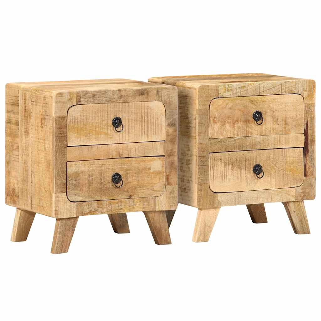 naktinė spintelė 2 vnt 40x32x46 cm medžio masyvo grubus mango
