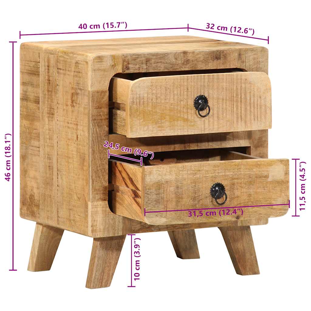 naktinė spintelė 2 vnt 40x32x46 cm medžio masyvo grubus mango