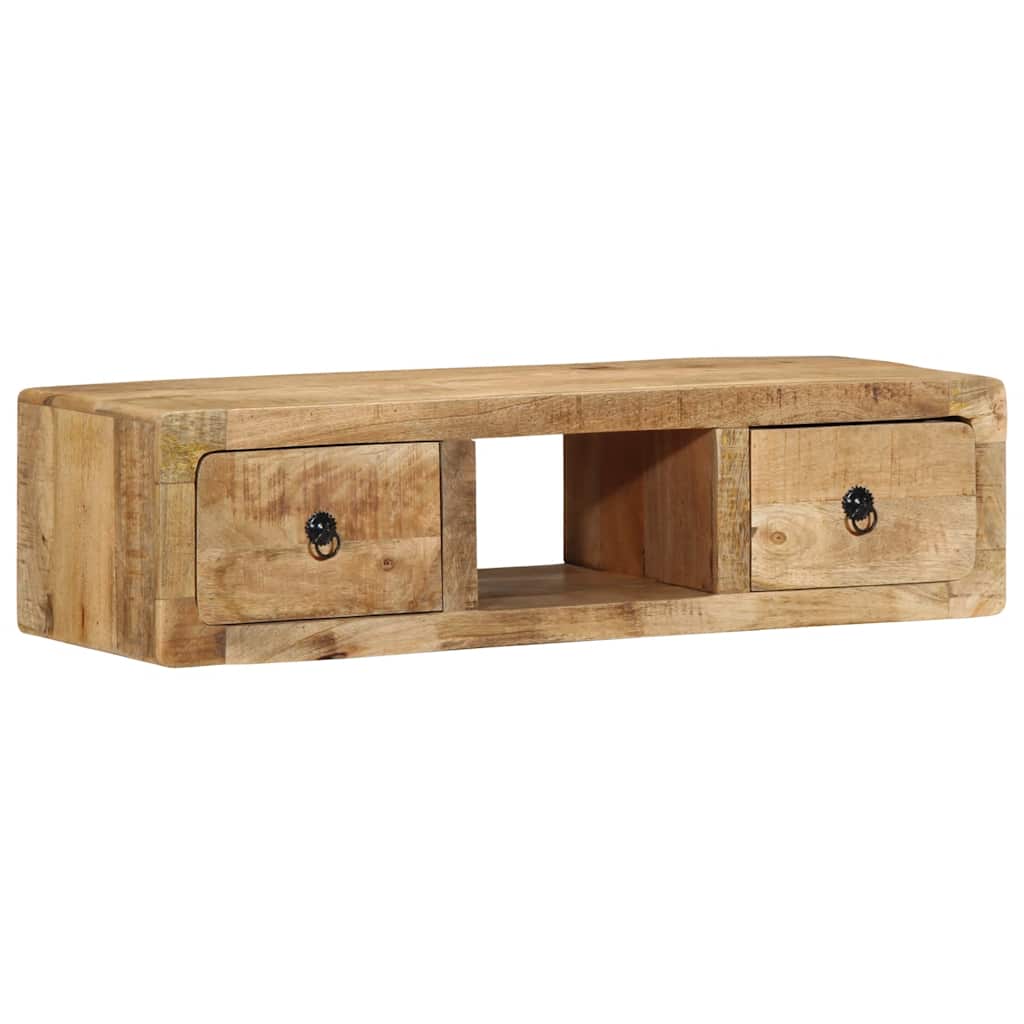 Prie sienos montuojama televizoriaus spintelė, 100x32x25 cm, masyvi mango mediena