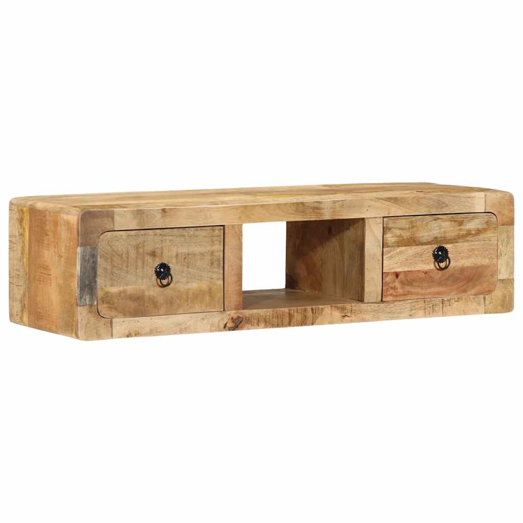 Prie sienos montuojama televizoriaus spintelė, 100x32x25 cm, masyvi mango mediena